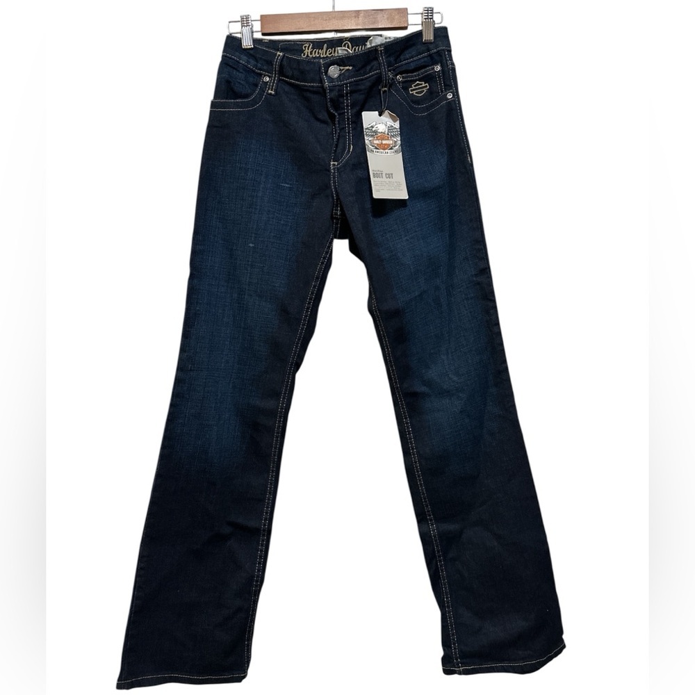 Harley-Davidson Embellished Stretch Bootcut Jeans Women’s Sz 4 Dark Indigo Denim